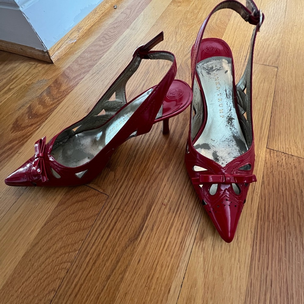 Ivanka Trump Red Patent Slingback Heels